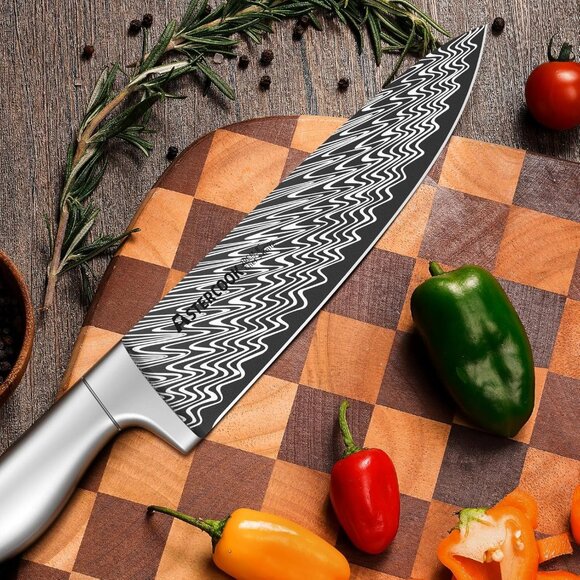Astercook Chef Knife, Pro 8 Inch Kitchen Knife, German High Carbon Stainless Ste - Picture 4 of 8